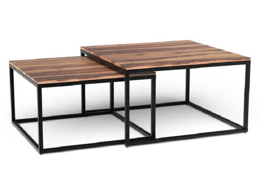 30" Brown And Black Solid Wood And Iron Square Coffee Table - Loft&Timber