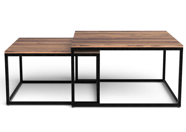 30" Brown And Black Solid Wood And Iron Square Coffee Table - Loft&Timber