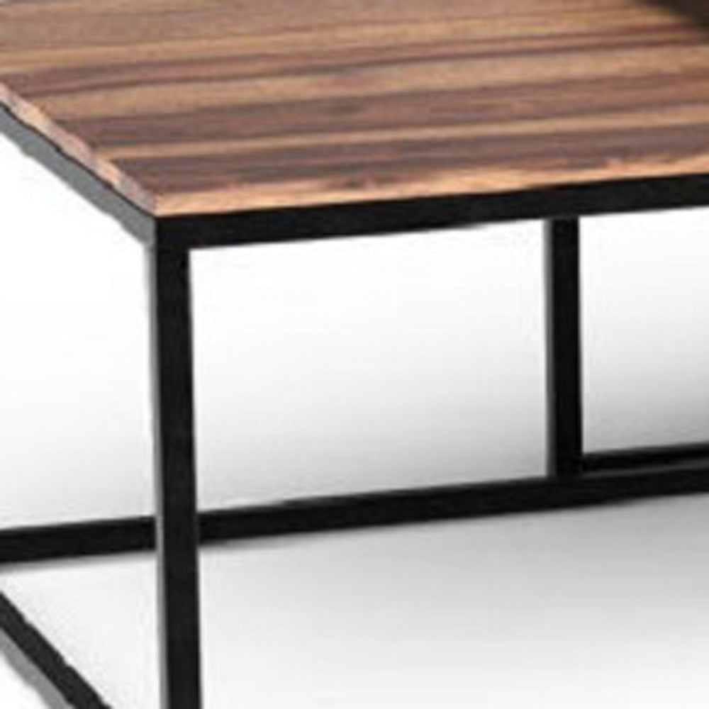 30" Brown And Black Solid Wood And Iron Square Coffee Table - Loft&Timber
