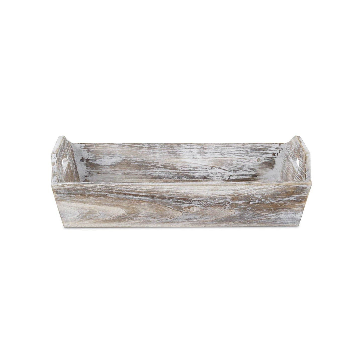 White Rustic Finish Wood Serving Tray With Handles - Loft&Timber
