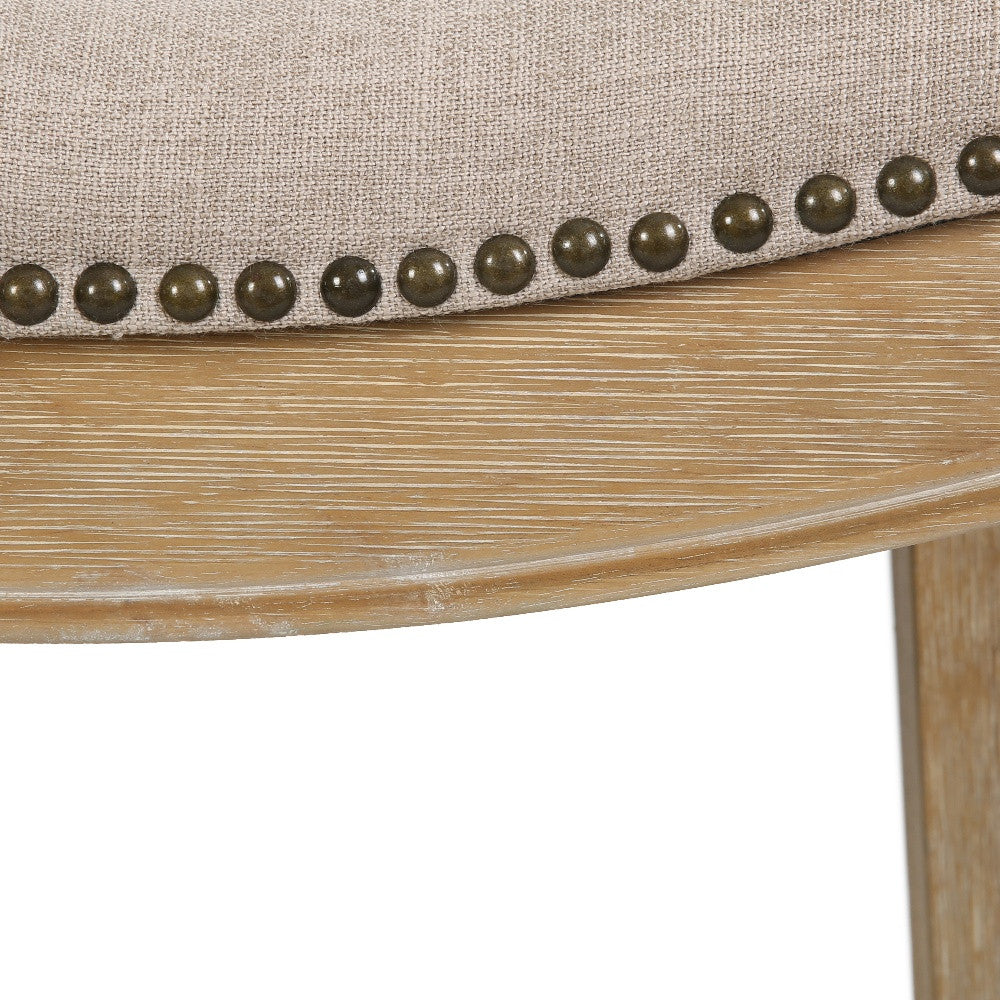 31" Linen and Natural Solid Wood Backless Bar Height Bar Chair - Loft&Timber