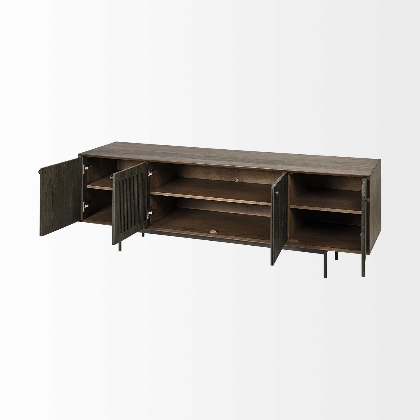 20" Brown Solid Wood Cabinet Enclosed Storage TV Stand-6