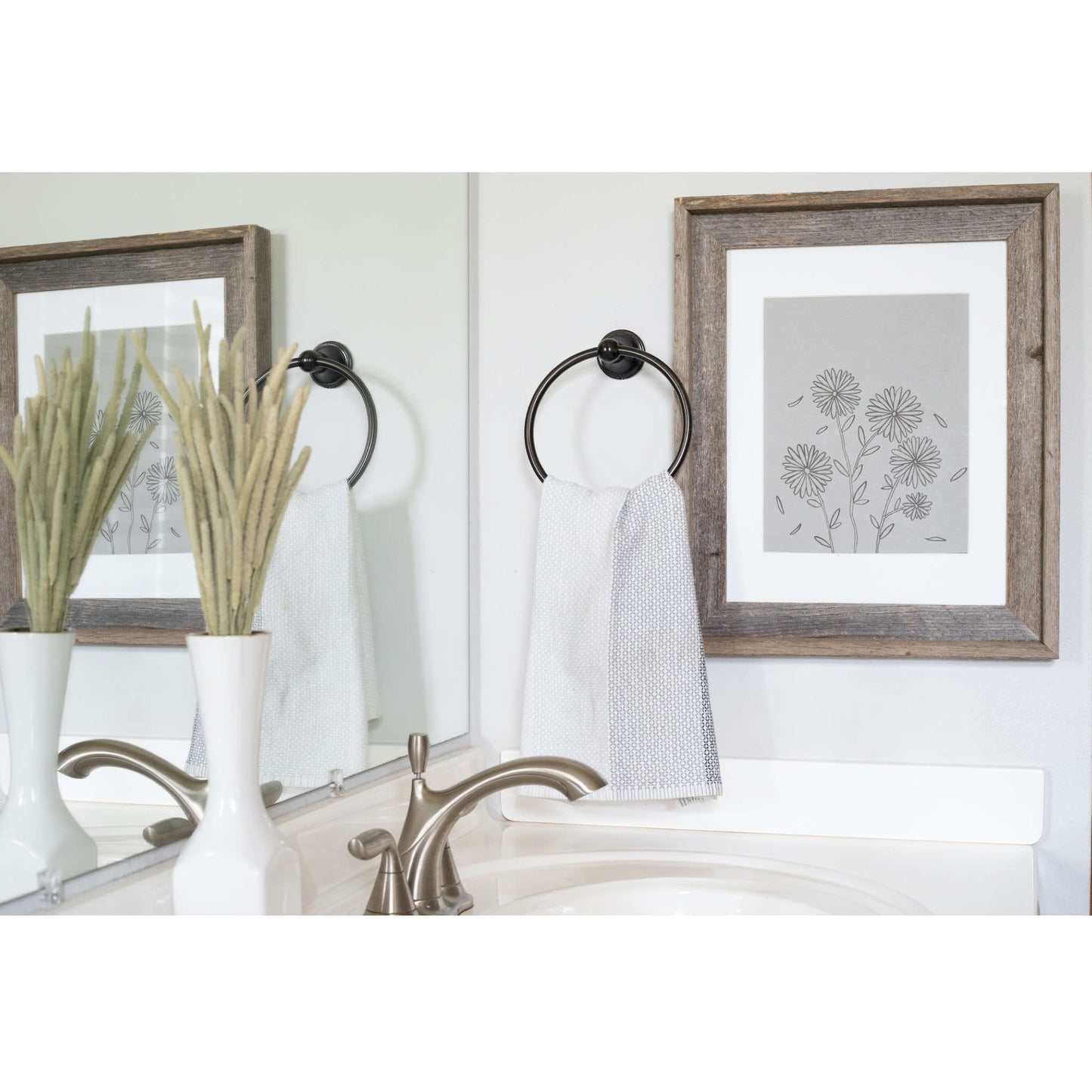 16" x 20" Gray And Brown Distressed Solid Wood Hanging Picture Frame with Mat - Loft&Timber