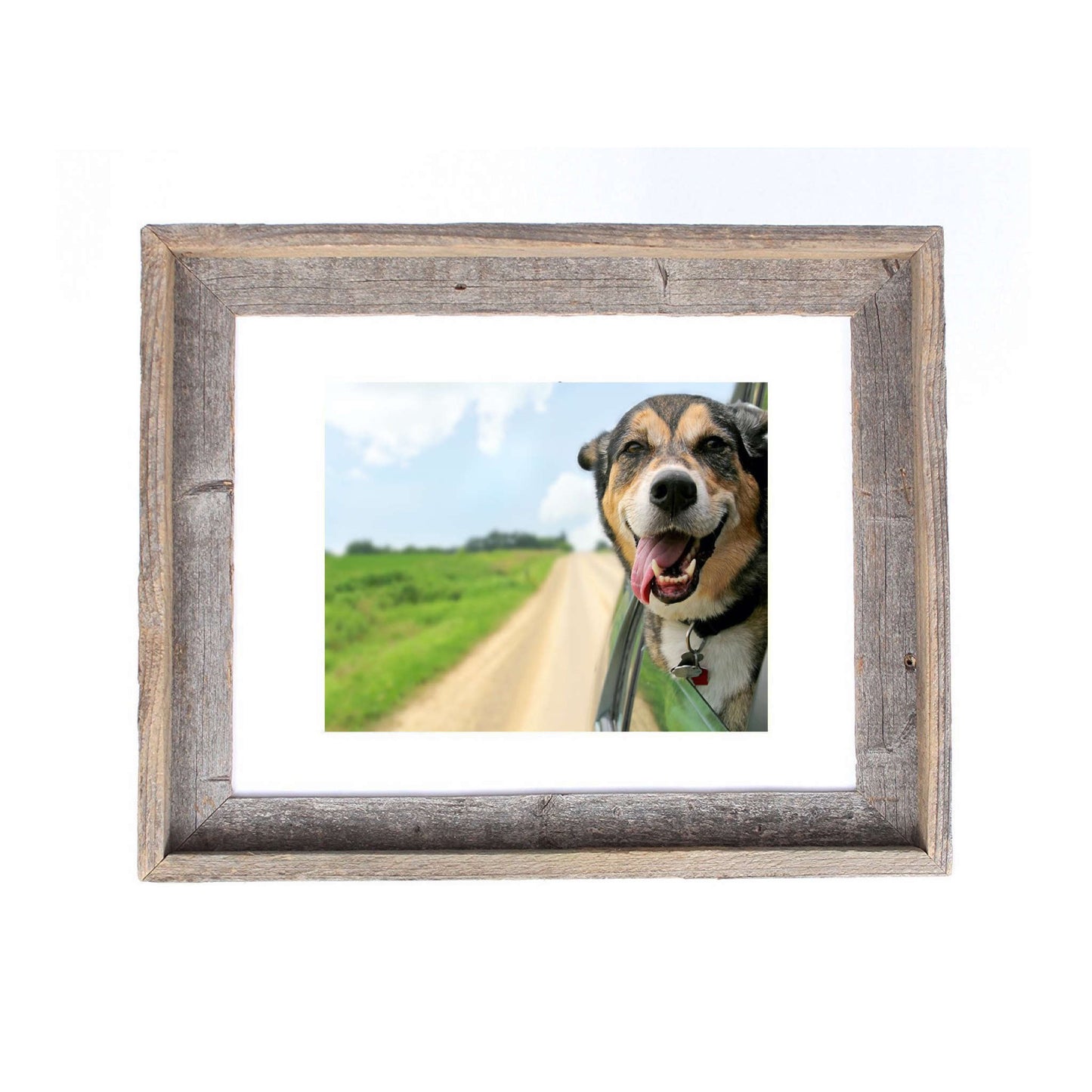 16" x 20" Gray And Brown Distressed Solid Wood Hanging Picture Frame with Mat - Loft&Timber