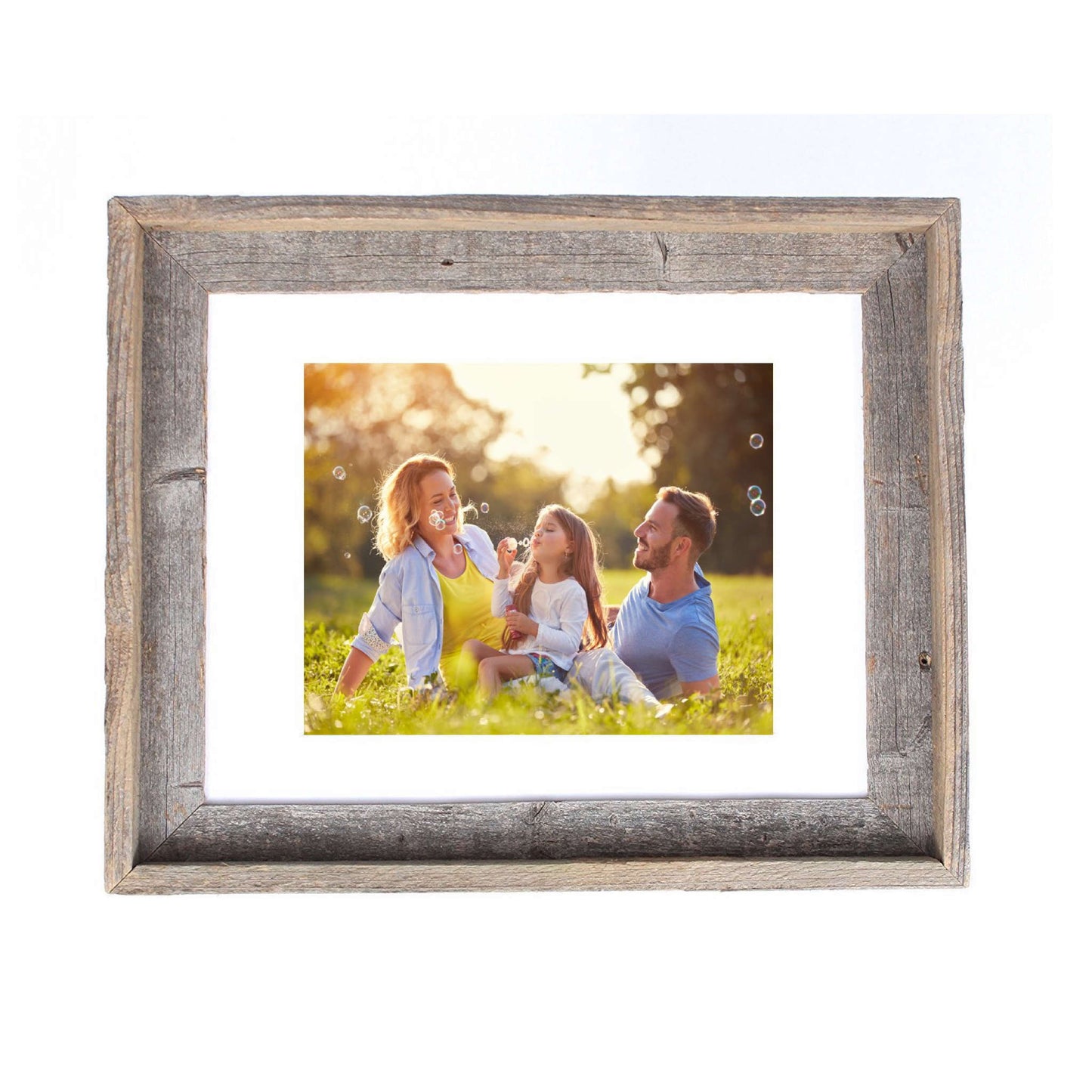 16" x 20" Gray And Brown Distressed Solid Wood Hanging Picture Frame with Mat - Loft&Timber