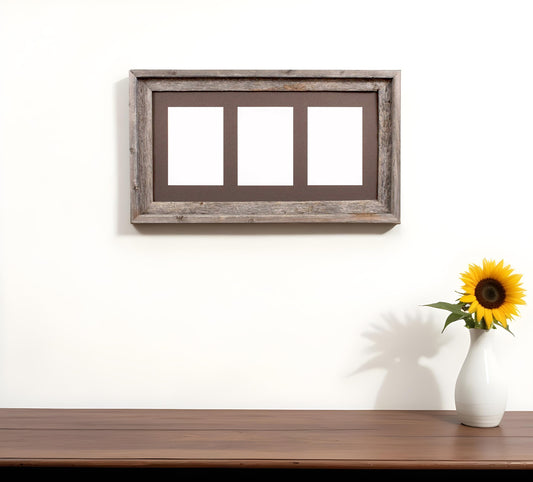 5" x 7" Gray Solid Wood Hanging Picture Frame with Mat - Loft&Timber