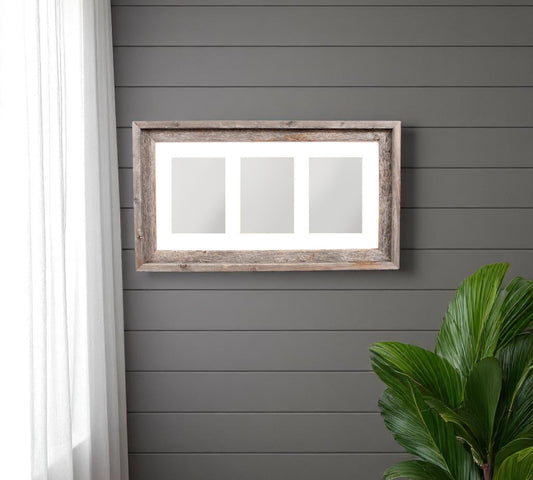 5" x 7" Natural Distressed Reclaimed Wood Hanging Picture Frame with Mat - Loft&Timber
