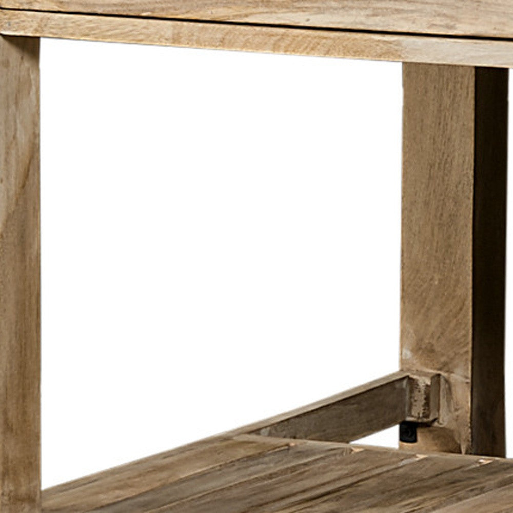 32" Natural Solid Wood Rolling Kitchen Island With Storage - Loft&Timber