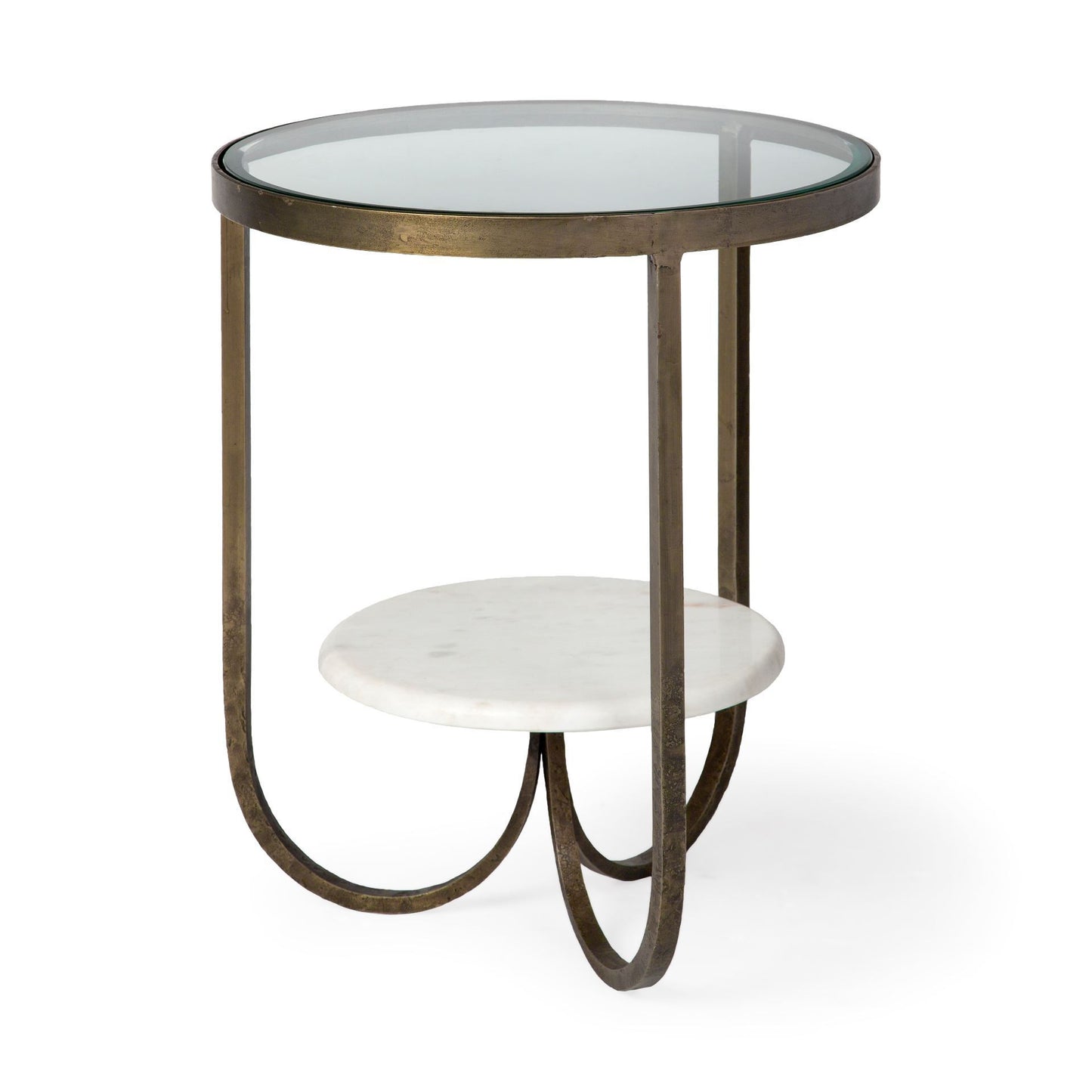 24" White Glass Round End Table - Loft&Timber