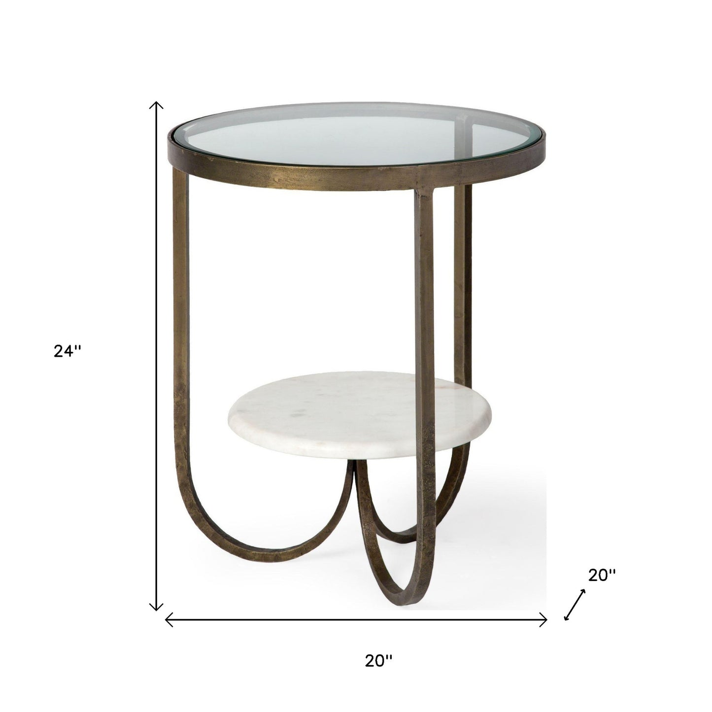 24" White Glass Round End Table - Loft&Timber
