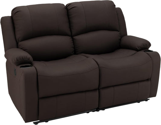 58" Wall Hugger Reclining RV Theater Seats | Double Recliner RV Sofa | RV Couch | Wall Hugger Recliner | RV Theater Seating | RV Furniture (Manual, Chocolate) - Loft&Timber