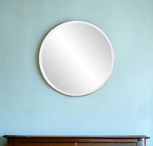 28" Gray Round Unframed Accent Mirror - Loft&Timber