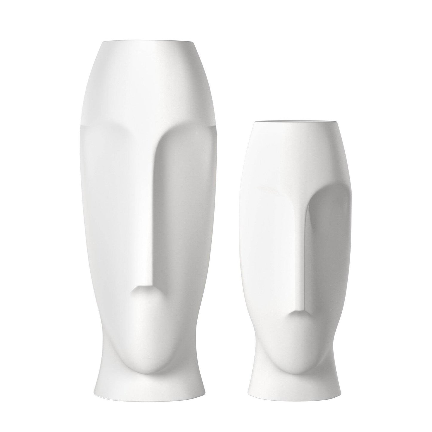 Set of Two Ceramic White Cylinder Table Vases - Loft&Timber