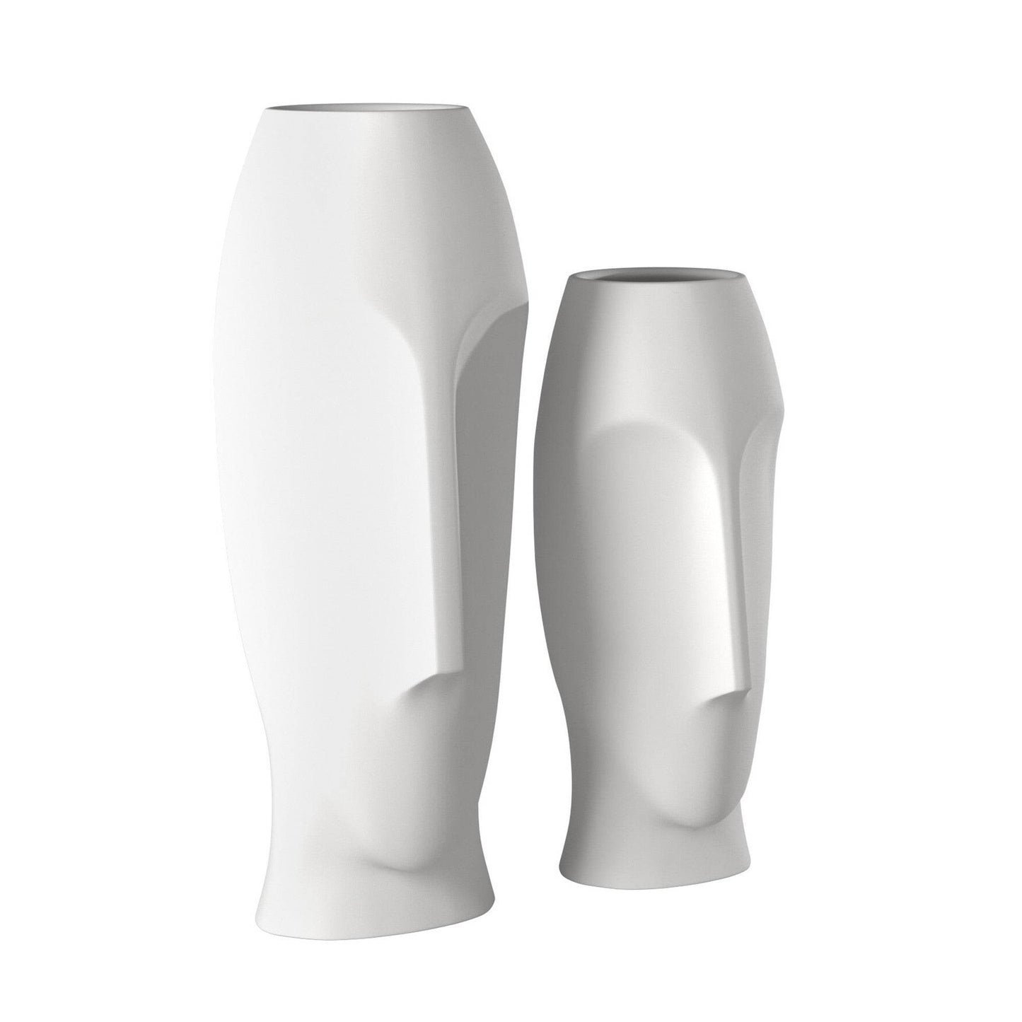 Set of Two Ceramic White Cylinder Table Vases - Loft&Timber