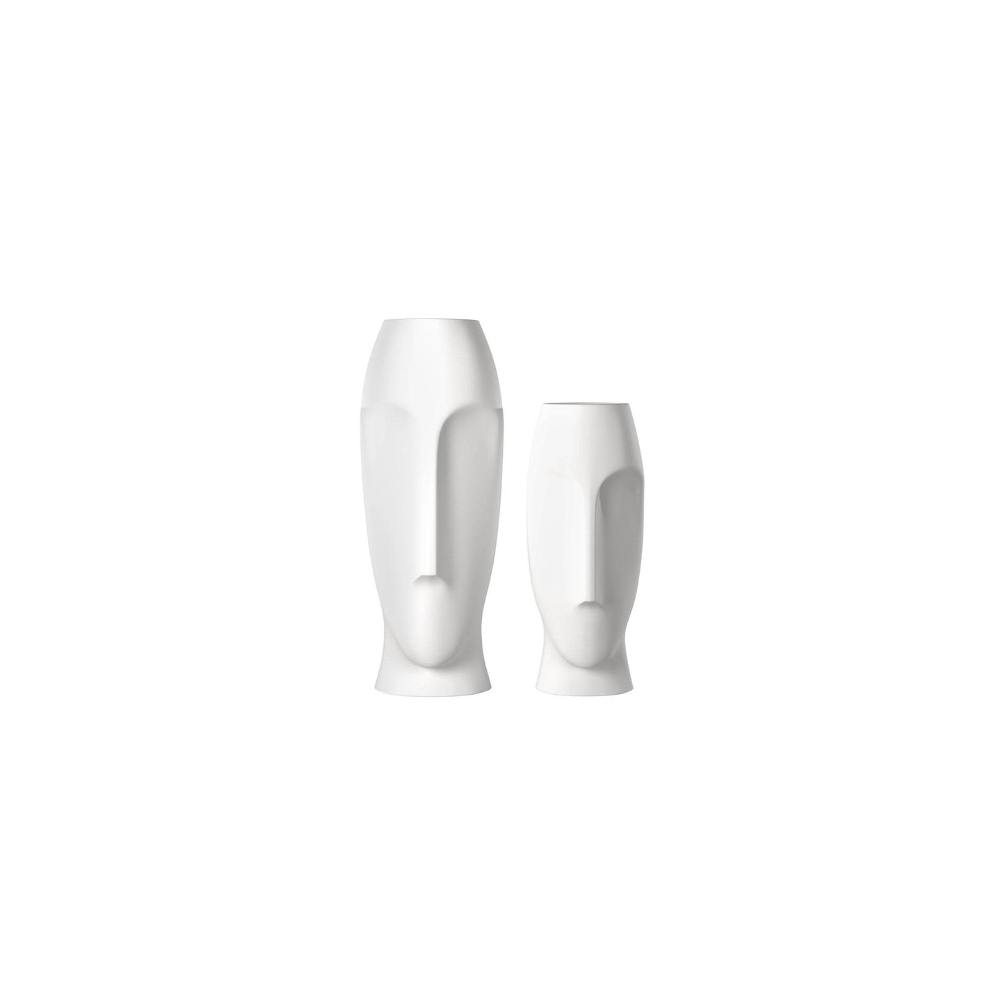 Set of Two Ceramic White Cylinder Table Vases - Loft&Timber