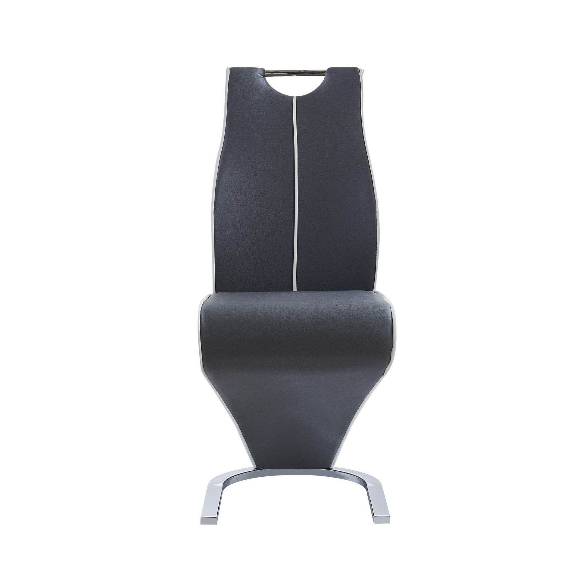 Set of Two Gray White and Silver Upholstered Dining Side Chairs - Loft&Timber