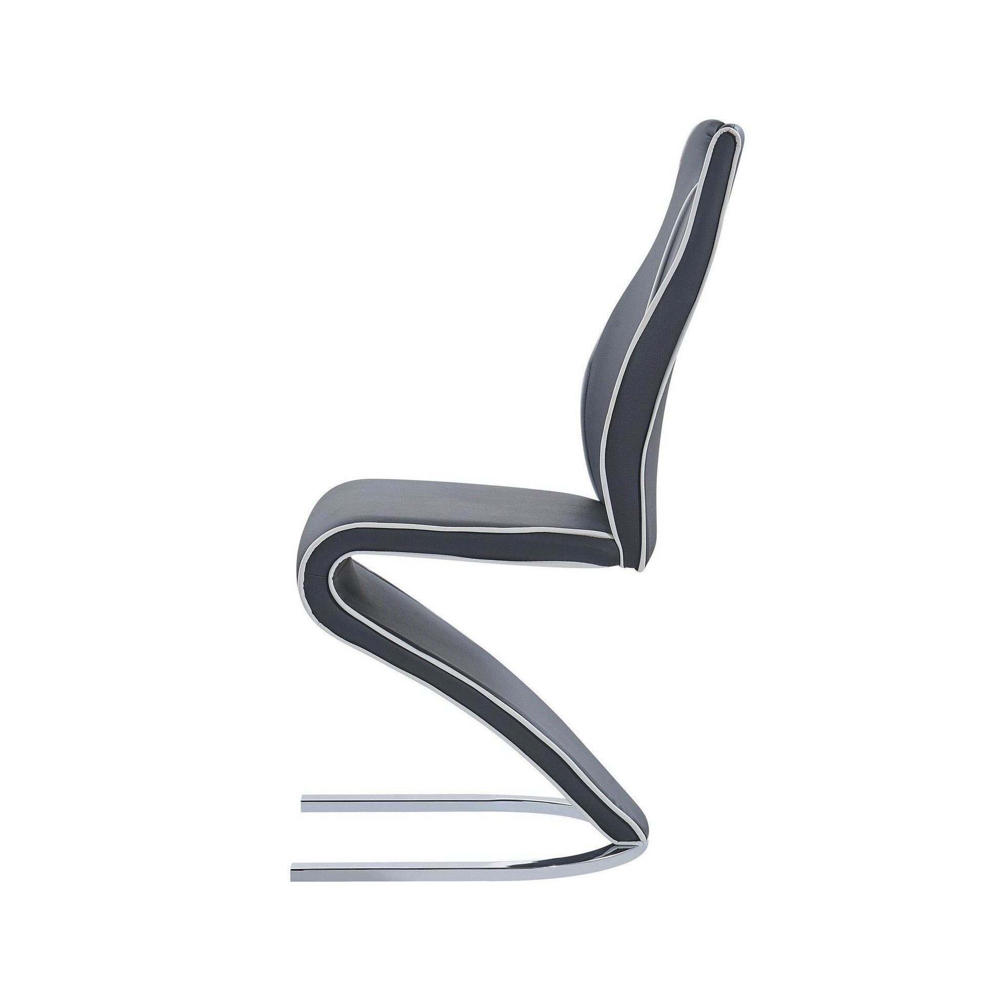 Set of Two Gray White and Silver Upholstered Dining Side Chairs - Loft&Timber