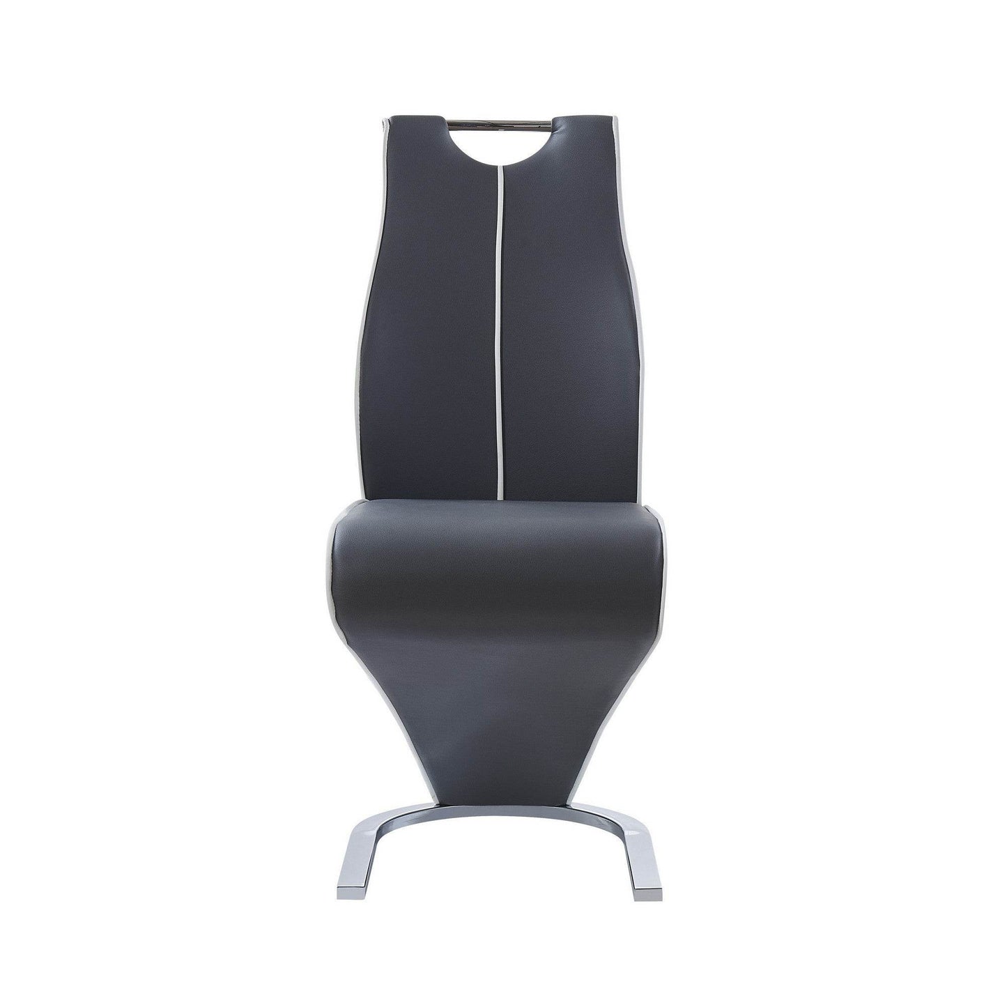 Set of Two Gray White and Silver Upholstered Dining Side Chairs - Loft&Timber