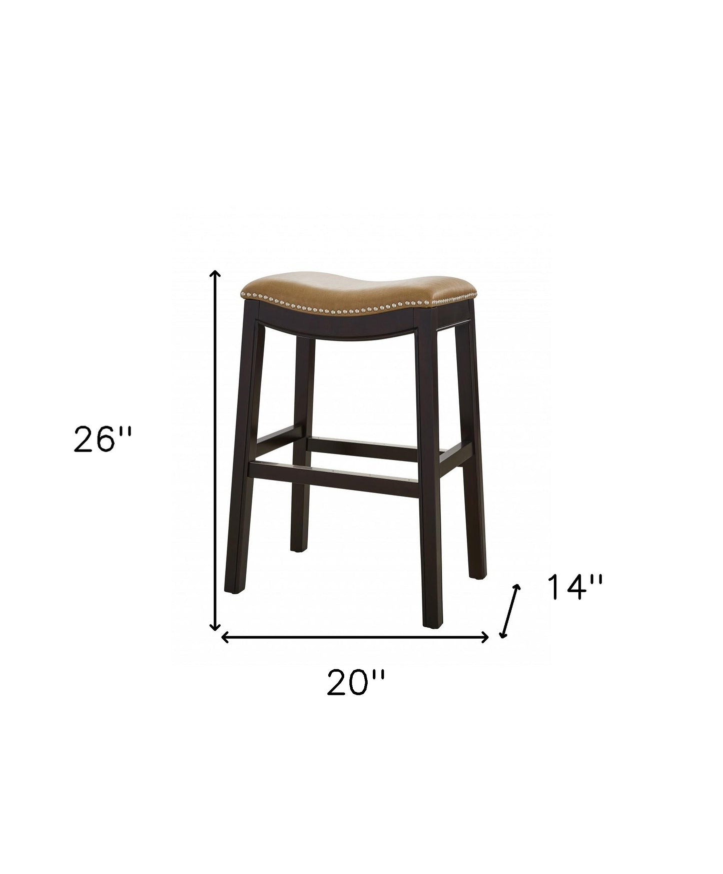 26" Tan and Espresso Solid Wood Backless Bar Height Bar Chair - Loft&Timber