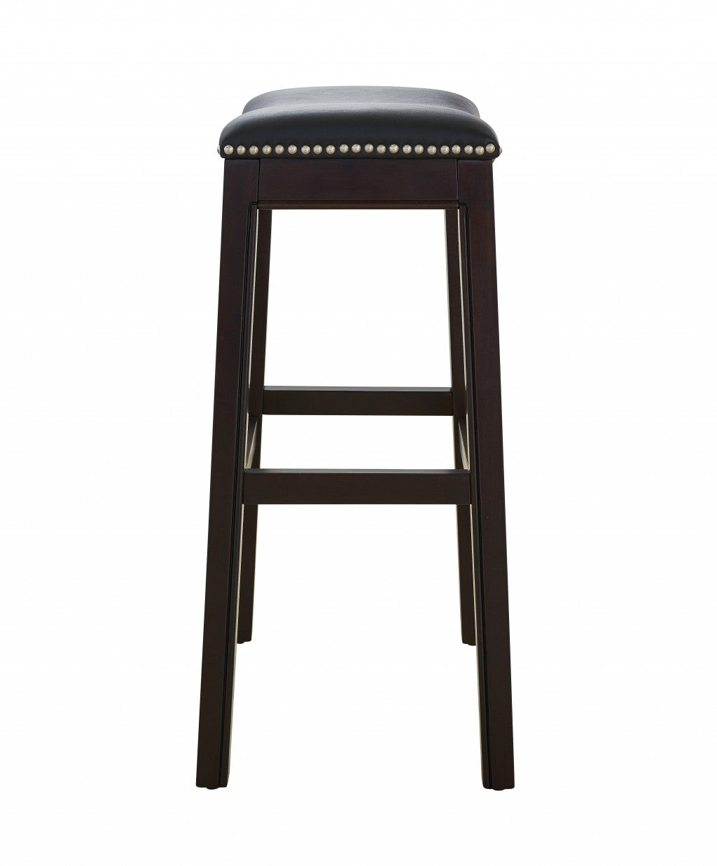 31" Black and Espresso Solid Wood Backless Bar Height Bar Chair - Loft&Timber
