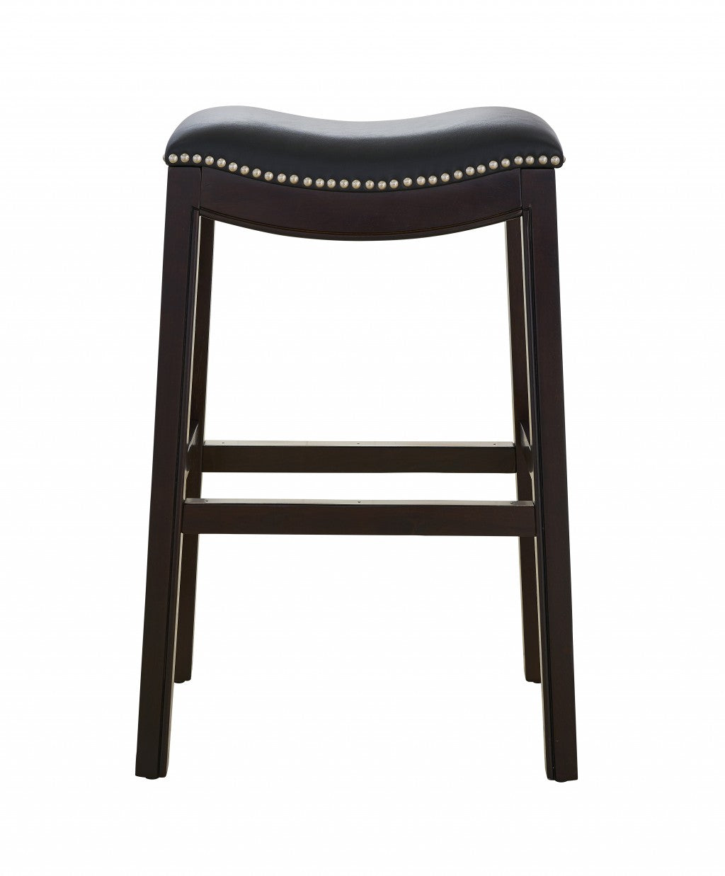31" Black and Espresso Solid Wood Backless Bar Height Bar Chair - Loft&Timber