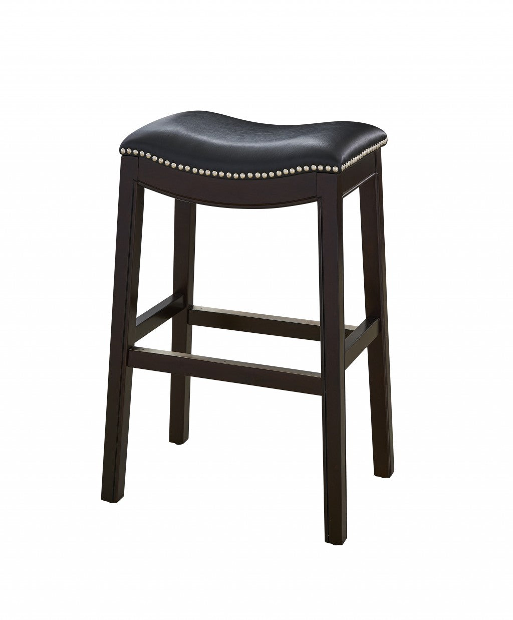 31" Black and Espresso Solid Wood Backless Bar Height Bar Chair - Loft&Timber