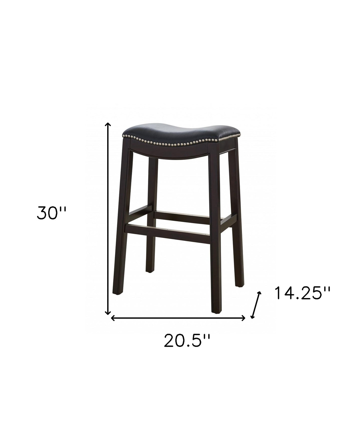 31" Black and Espresso Solid Wood Backless Bar Height Bar Chair - Loft&Timber