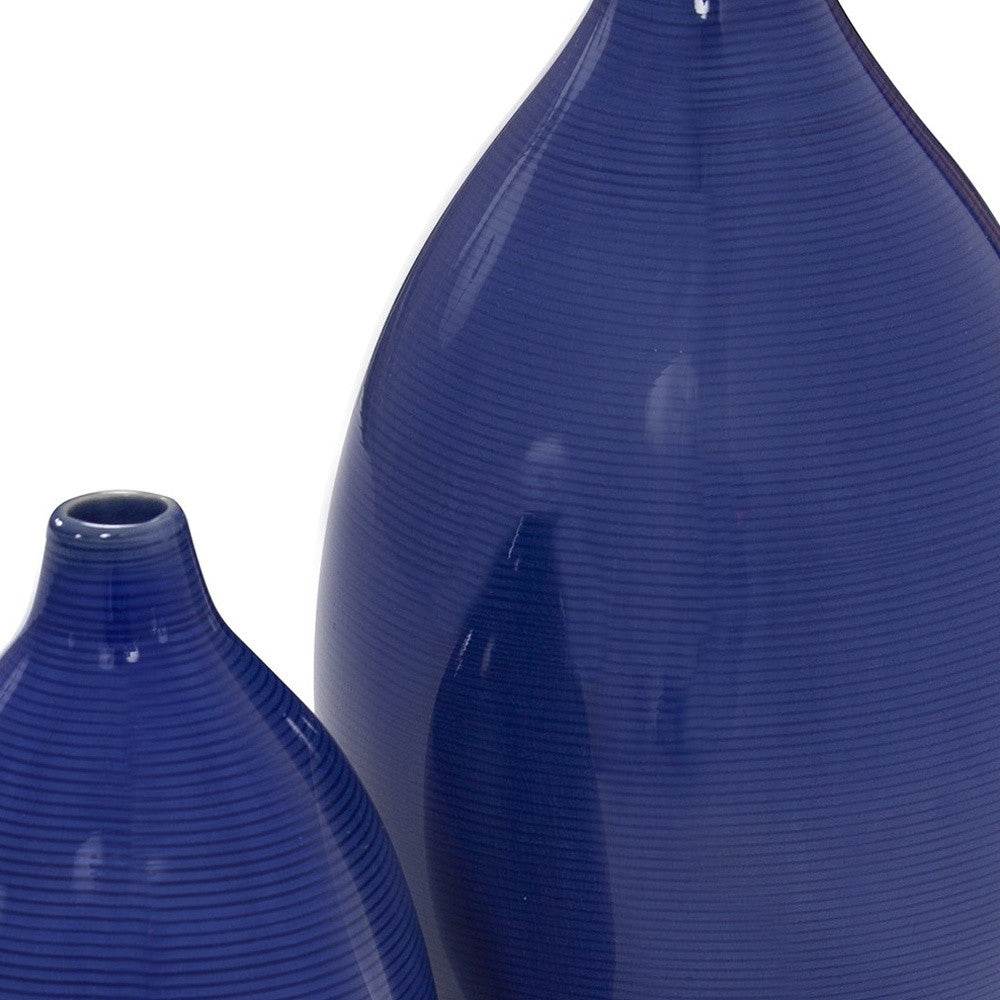Set of Two Cobalt Bud Ceramic Table Vase - Loft&Timber