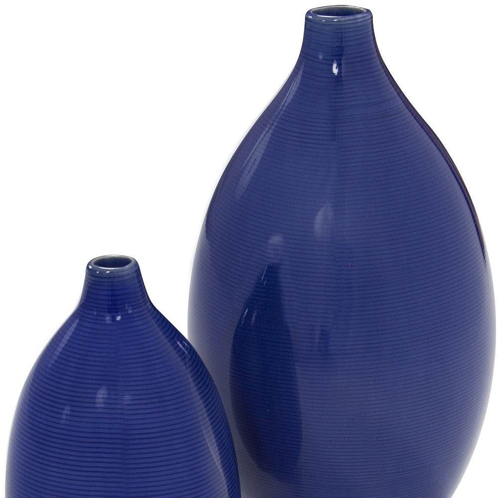Set of Two Cobalt Bud Ceramic Table Vase - Loft&Timber