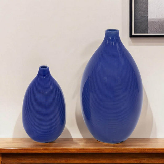 Set of Two Cobalt Bud Ceramic Table Vase - Loft&Timber