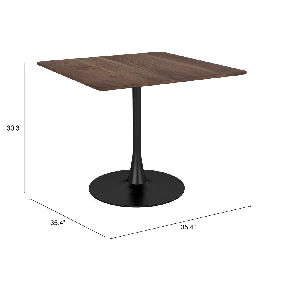 35" Square Steel Pedestal Base Dining Table - Loft&Timber