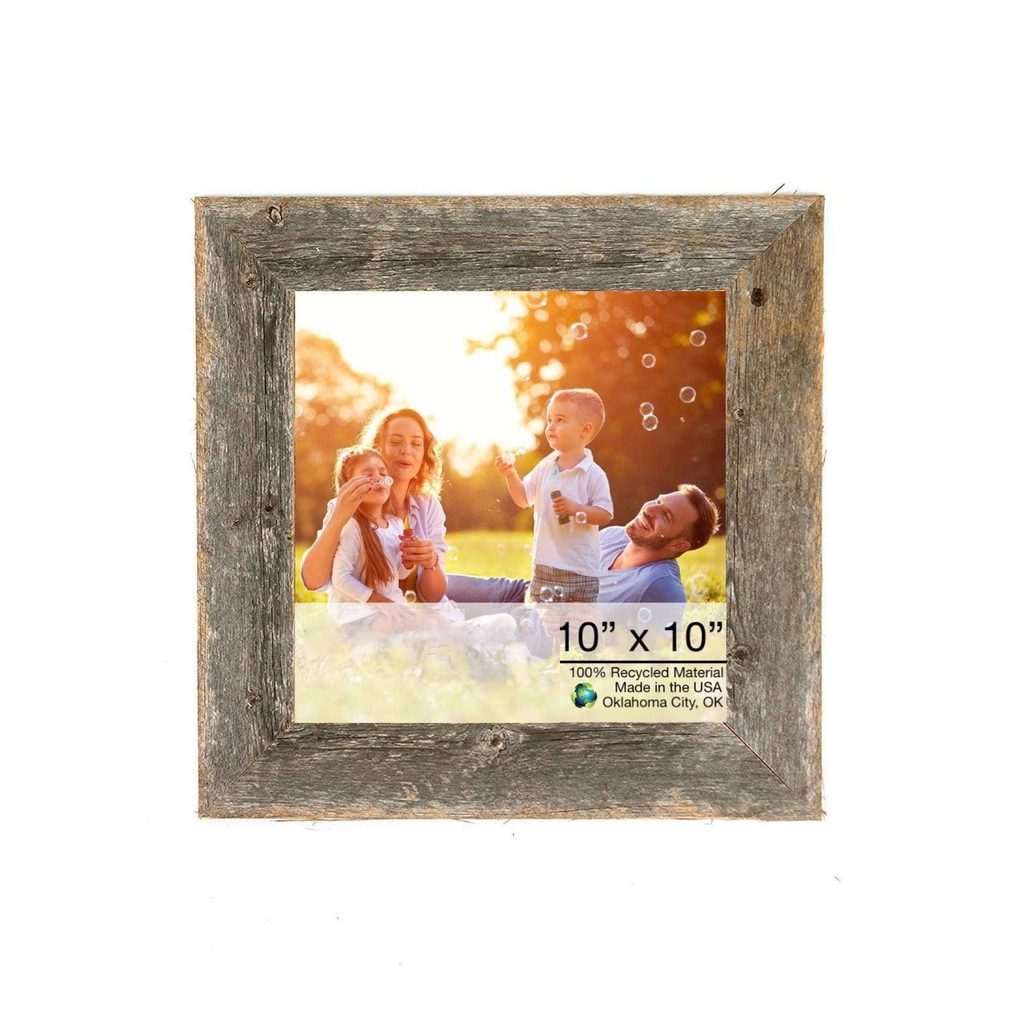 10" x 10" Gray Solid Wood Hanging Picture Frame - Loft&Timber