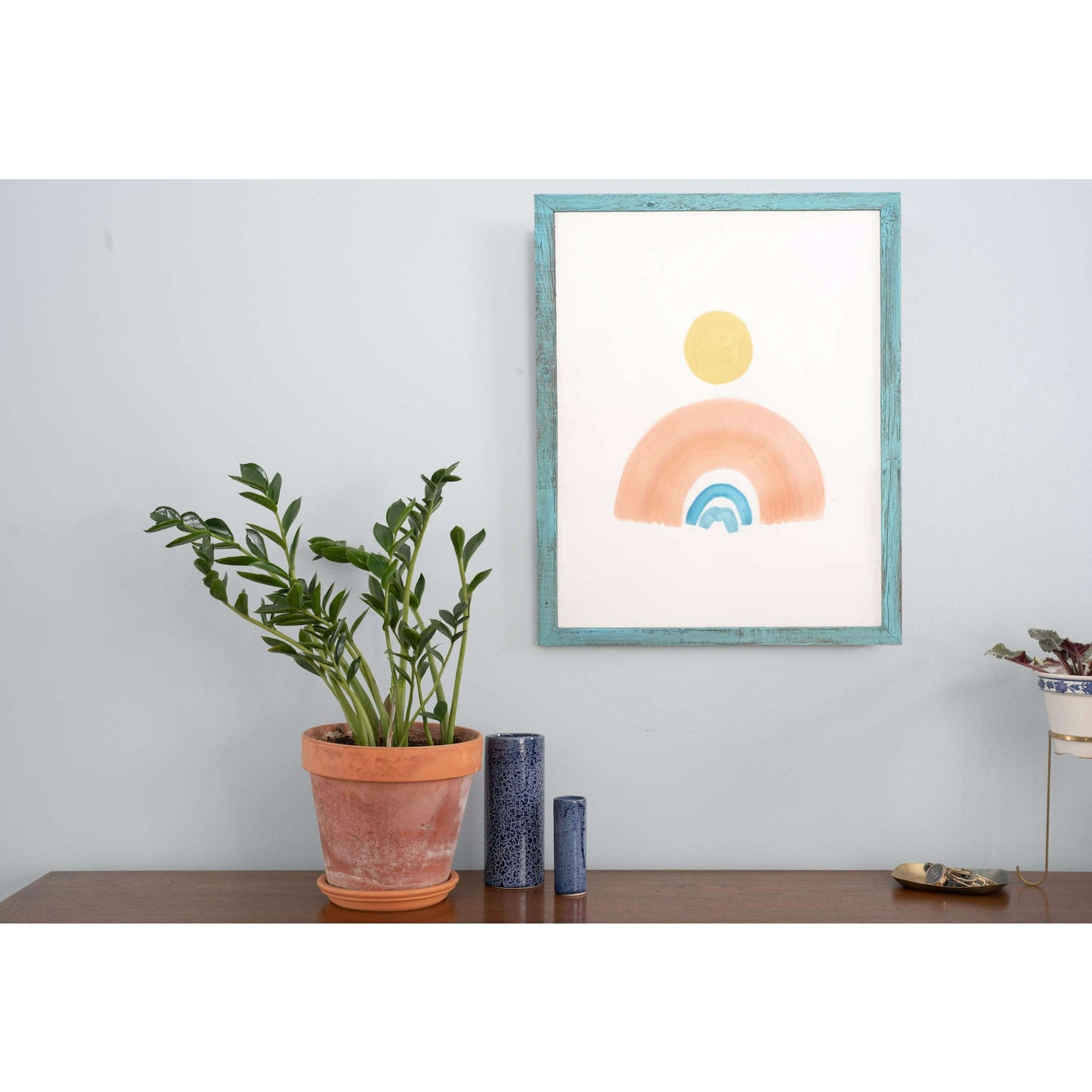12" x 16" Light Blue Distressed Solid Wood Hanging Picture Frame - Loft&Timber