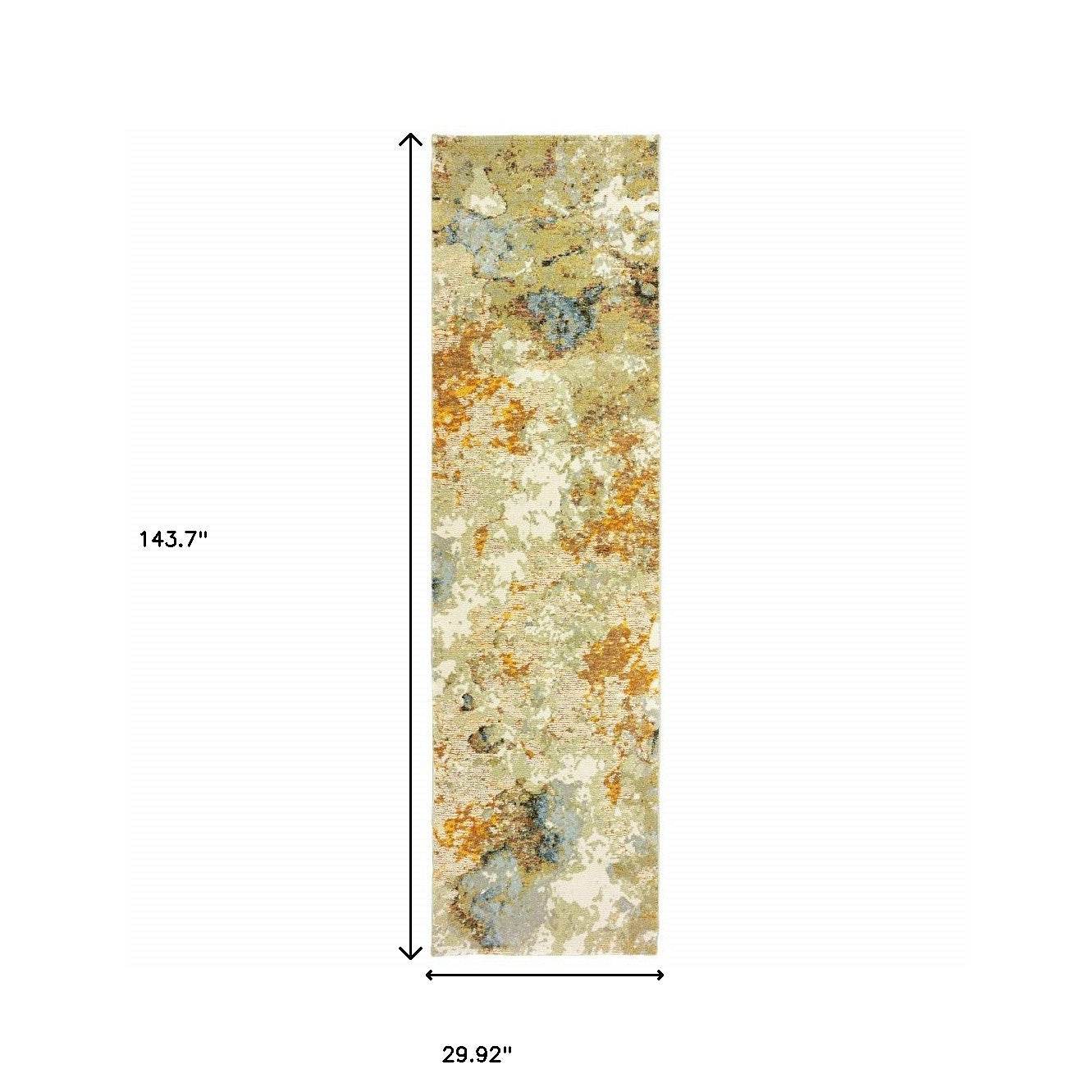 12' Gold And Ivory Runner Rug - Loft&Timber