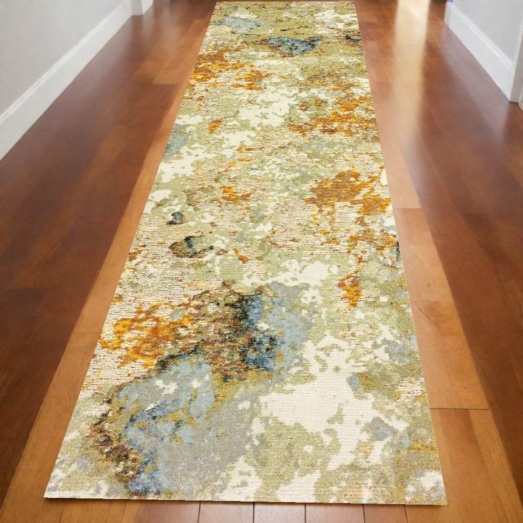 12' Gold And Ivory Runner Rug - Loft&Timber