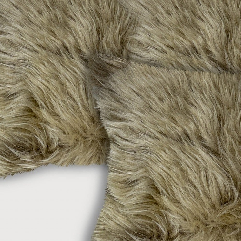 Set of Two 12" X 20" Taupe Sheepskin Lumbar Throw Pillows - Loft&Timber