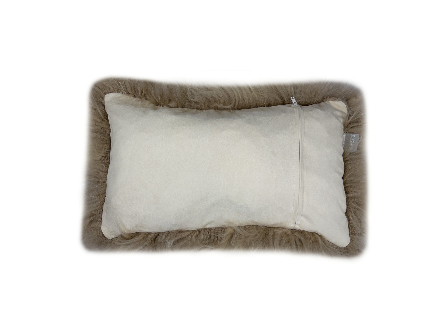 Set of Two 12" X 20" Taupe Sheepskin Lumbar Throw Pillows - Loft&Timber