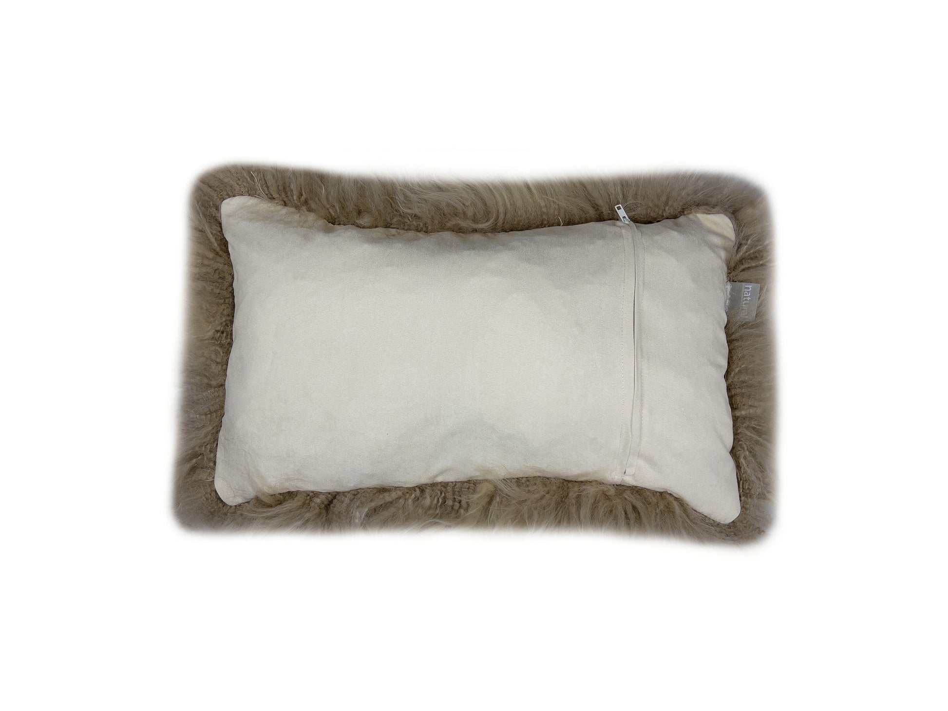 Set of Two 12" X 20" Taupe Sheepskin Lumbar Throw Pillows - Loft&Timber