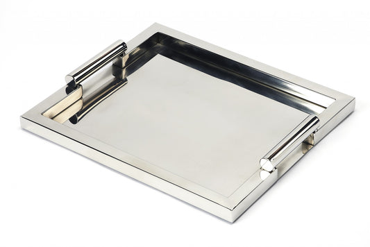 18" Silver Stainless Steel Serving Tray-1