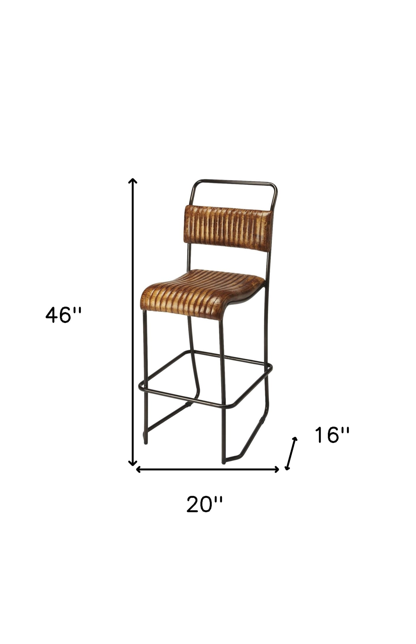 31" Brown and Black Iron Bar Chair - Loft&Timber