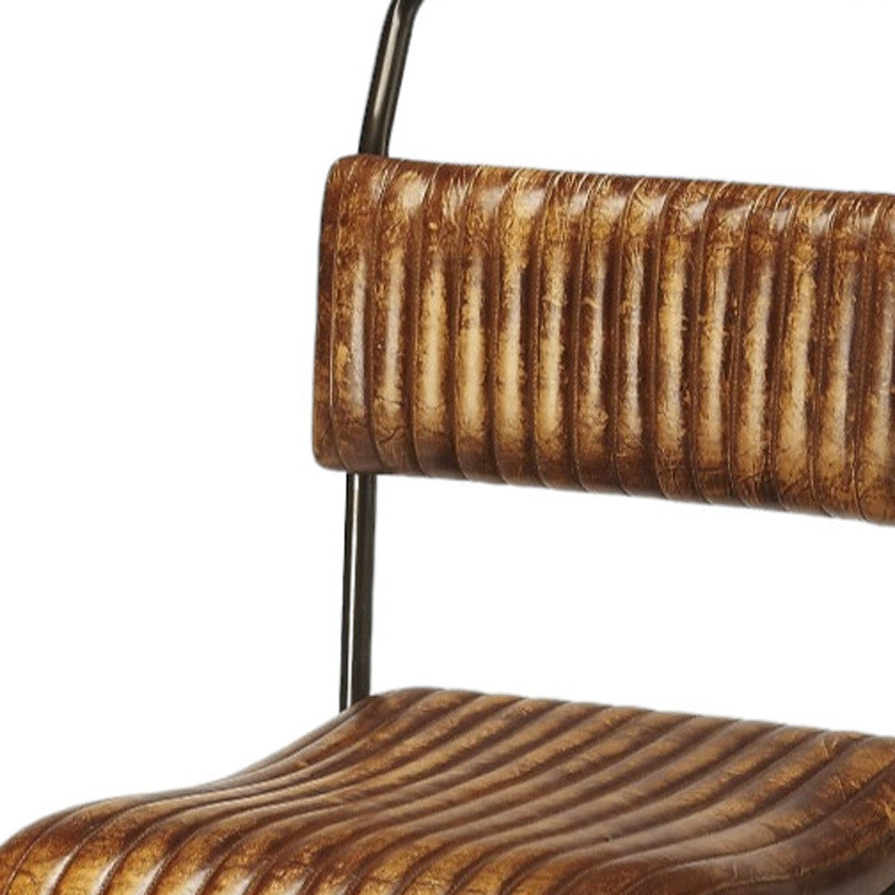 31" Brown and Black Iron Bar Chair - Loft&Timber