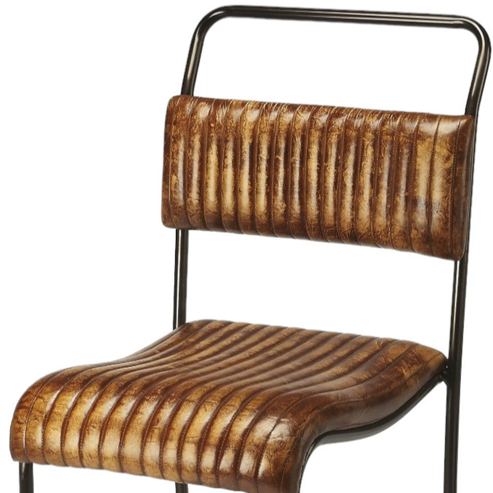 31" Brown and Black Iron Bar Chair - Loft&Timber