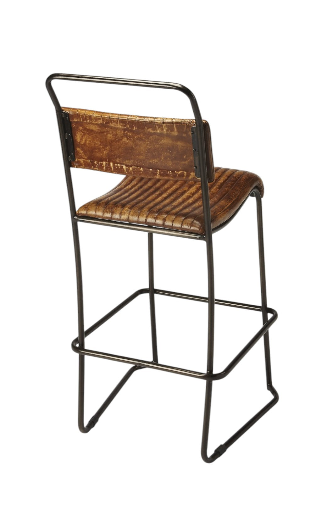 31" Brown and Black Iron Bar Chair - Loft&Timber