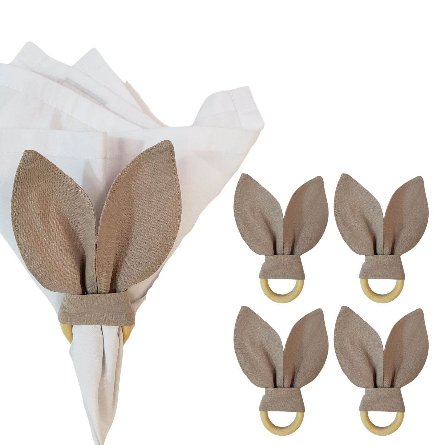 Maison Charlo | Easter Set of 4 Fendi Bunny Ears Napkin Rings | Dining Table Decor - Loft&Timber