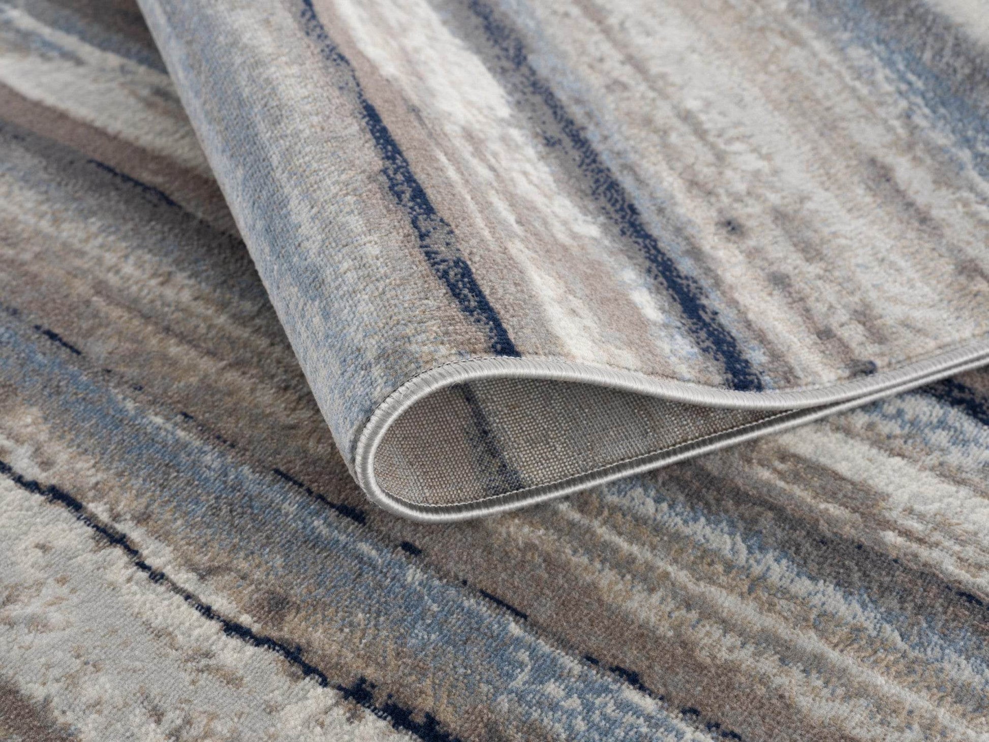 8' Blue Striped Runner Rug - Loft&Timber