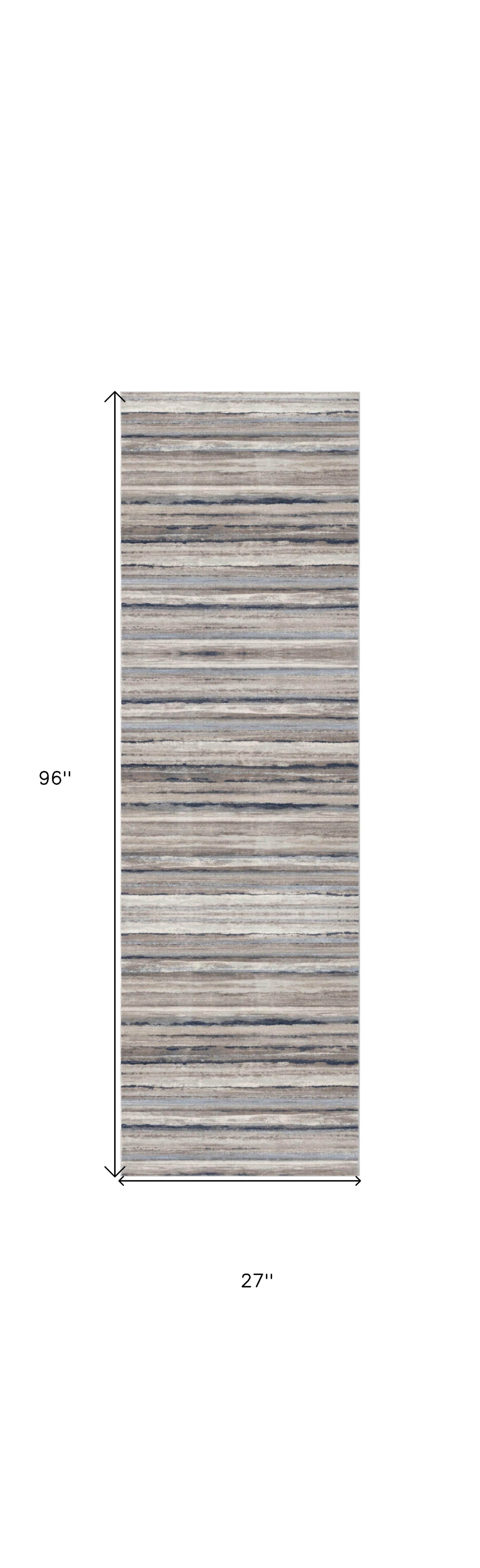 8' Blue Striped Runner Rug - Loft&Timber