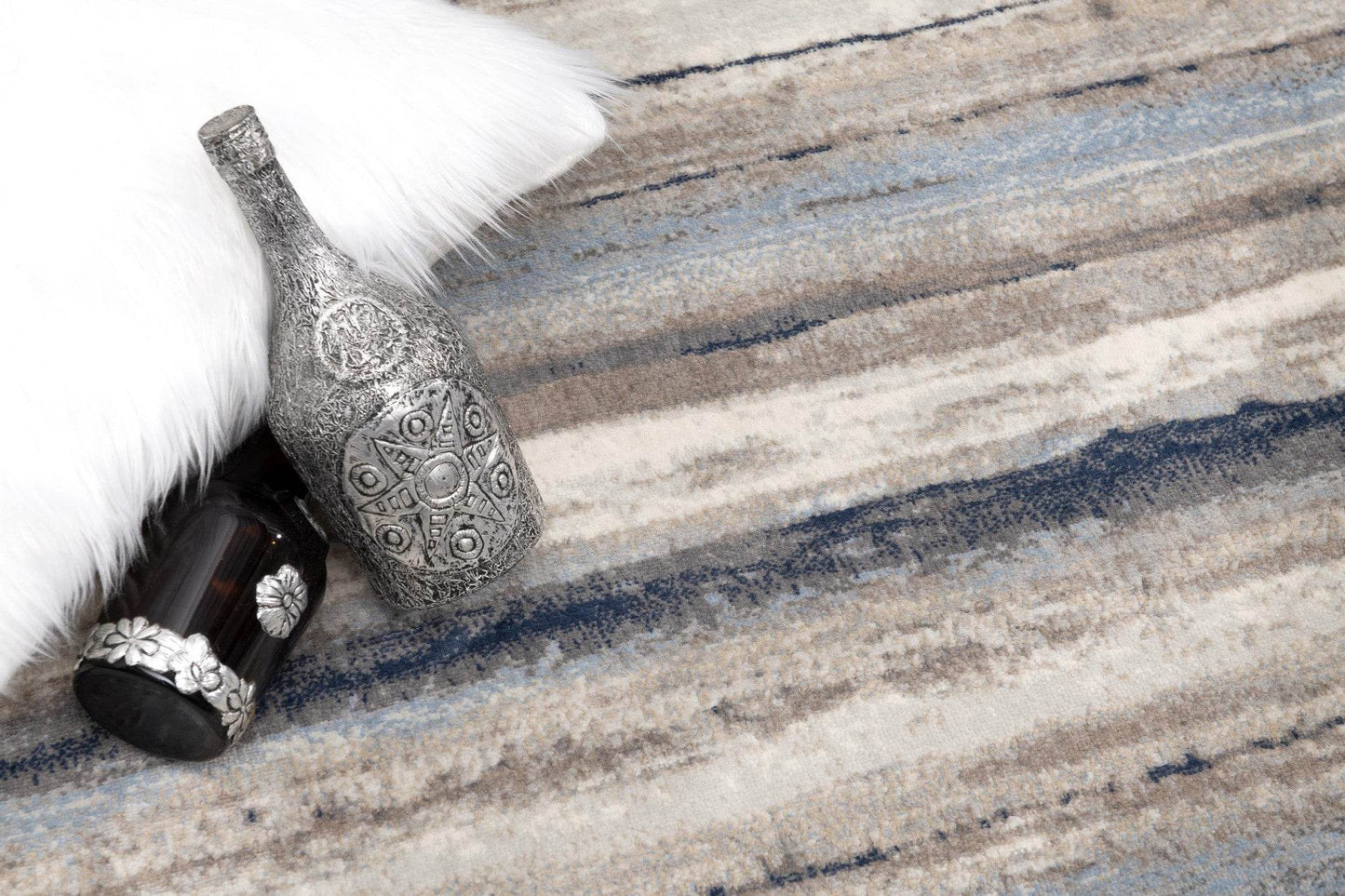 8' Blue Striped Runner Rug - Loft&Timber