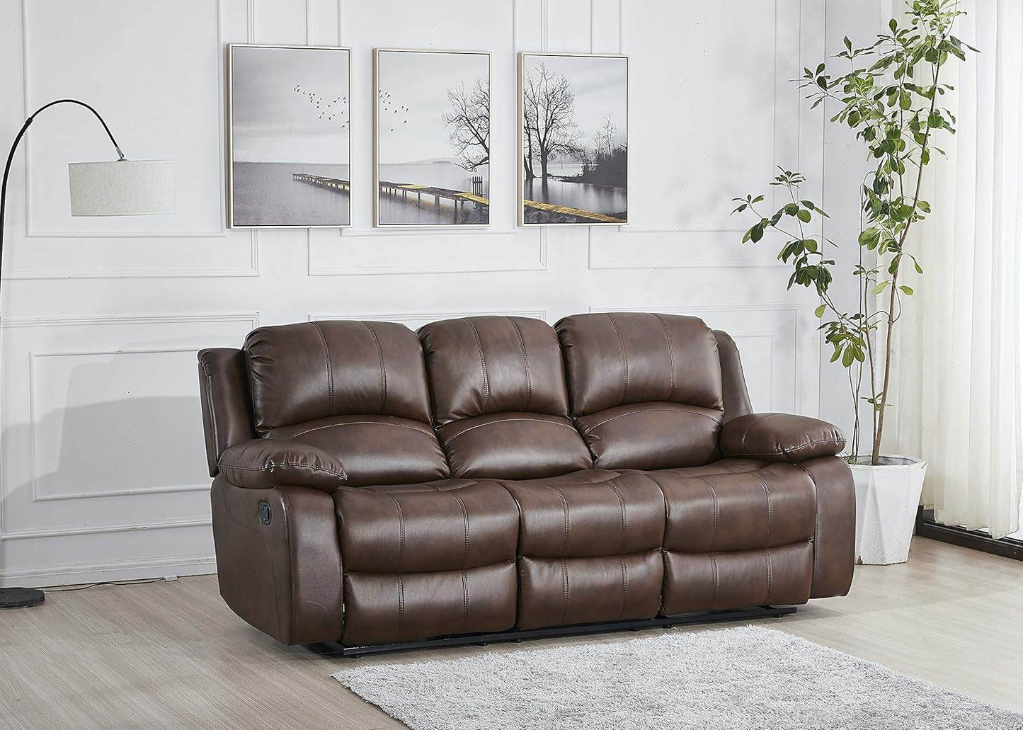 Loveseat Brown Faux Leather Sofa Set - Loft&Timber