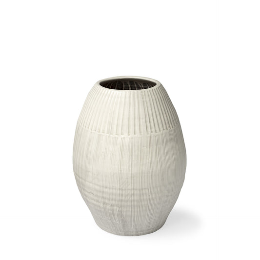 21" White Cylinder Ceramic Floor Vase - Loft&Timber