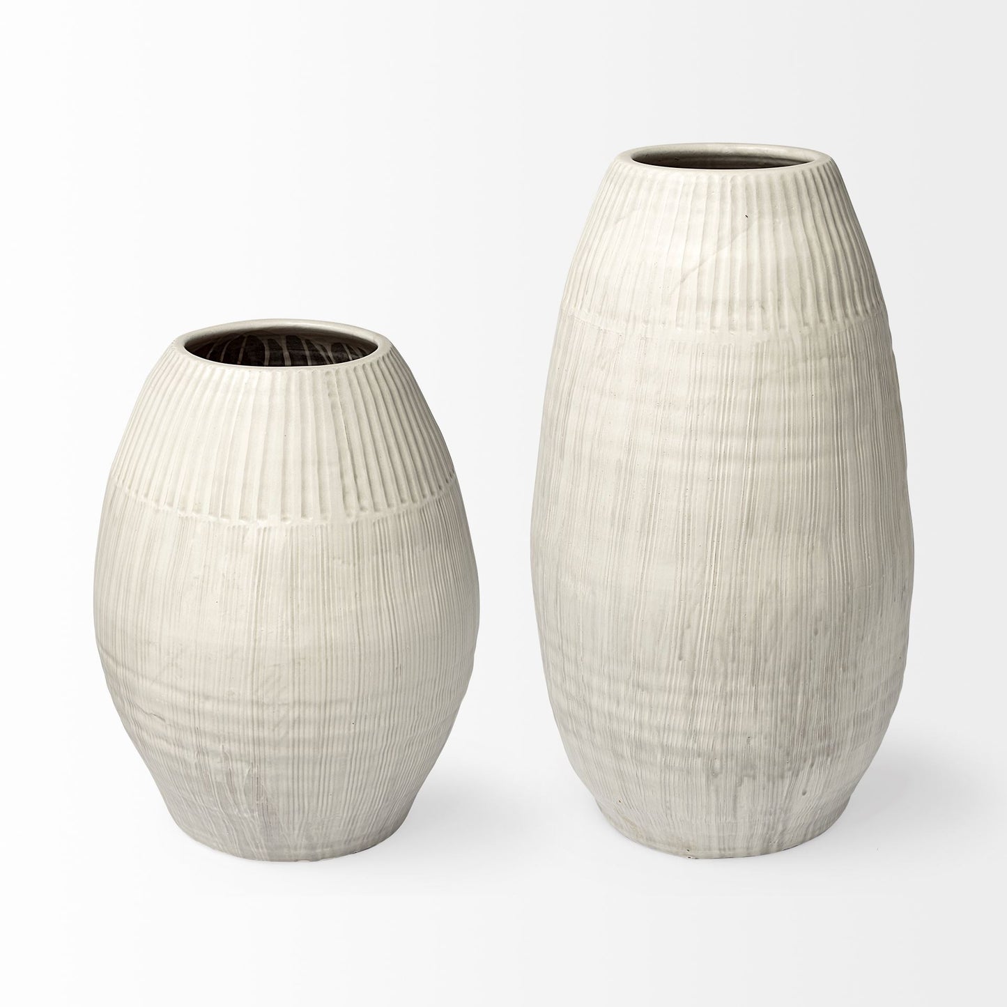 21" White Cylinder Ceramic Floor Vase - Loft&Timber